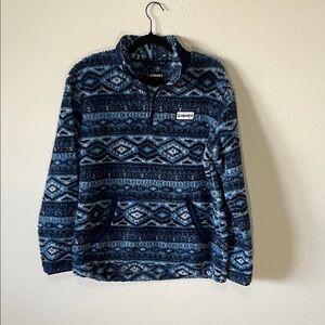 HOOEY FLEECE PULLOVER NAVY/WHITE/GREY AZTEC PRINT